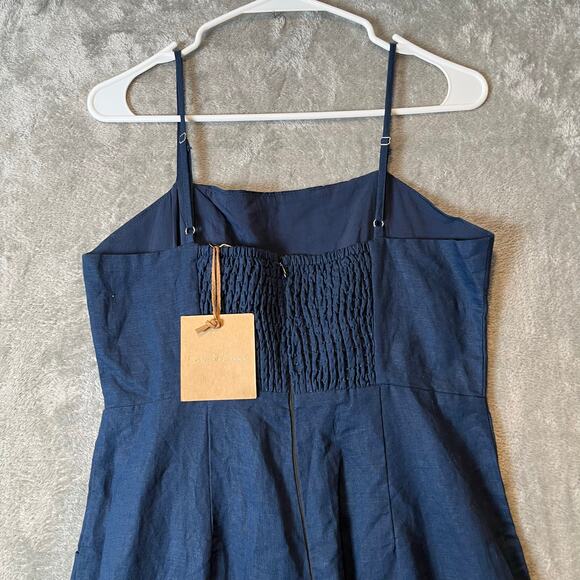 Lost In‎ Lunar Women's Navy Luca Linen Blend Pantsuit Size Medium New - Picture 5 of 8